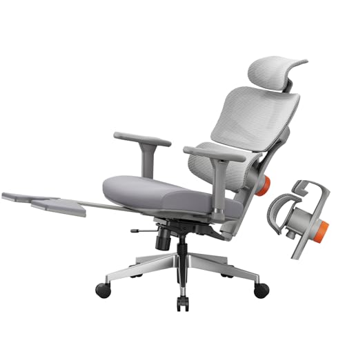 Image of Newtral Ergonomic Office Chair - Home Office Desk Chair, Big and Tall Office Chair, Auto-Following Lumbar Support for Back Pain, Adjustable Seat Depth and Height (with Footrest, Gray)