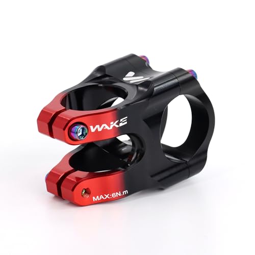 CYSKY 31.8 Potencia 35mm 0 Grado MTB Potencia Corta Vástago de Manillar Riser 1 1/8 para Bicicleta de montaña Bicicleta de Carretera BMX Bicicleta de Ciudad (Negro & Rojo)