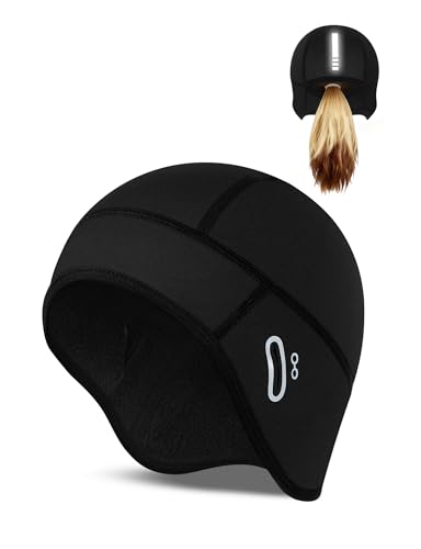 Becellen Bonnet sous Casque Velo, Bonnet Velo sous Casque Casquette Homme Hiver Chapeau de Cyclisme d'hiver avec Trou Lunettes Chaud Mixte pour Vélo, Moto, Ski, VTT, Running, Escalade
