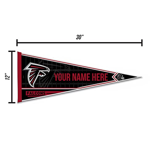 Image of Rico Industries NFL Football Atlanta Falcons Personalized - Custom 12 inch x 30 inch Soft Felt Pennant - EZ to Hang