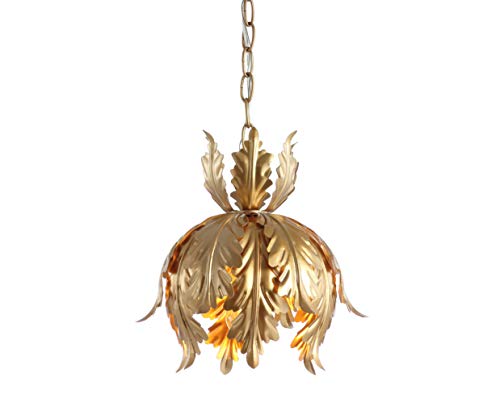 JONATHAN Y Anne 1-Light Lotus Leaf Metal Pendant Ceiling Fixture 12', Gold