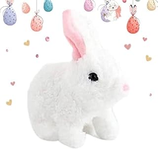 Bunny Toys Educational Interactive Toys Bunnies Can Walk and Talk, Easter Plush Stuffed Bunny Toy Walking Rabbit Educational Toys for Kids, Bunny Toys Educational Interactive Toys Hopping(White)