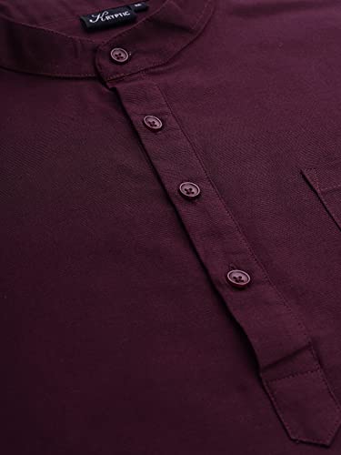 Image of KRYPTIC Men's Full Sleeve Regular Fit Short Kurta in Premium Pure Cotton with Patch Pocket and Mandarin Collar - Perfect Blend of Style and Comfort
