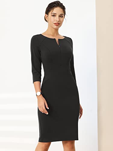 Women's Funeral Sheath Dress Knee Length Work Pencil Dresses2