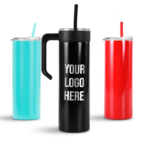 Image of Custom Logo 20 oz Skinny Tumbler, Personalized Business Gift