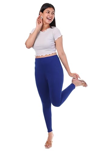 Image of TPF Women Solid Cotton Lycra Stretchable Leggings | Comfortable Ankle-Length Slim Fit Leggings for Women & Girls | Soft, Breathable Wear Bottoms