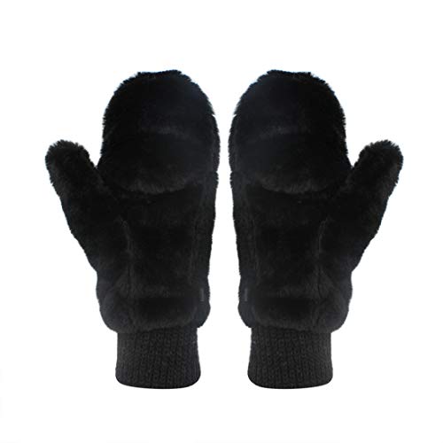 RARITYUS Women Girls Gloves Warm Soft Cute Cat Plush Convertible Flip Top Winter Fingerless Thick Mittens for Teen2