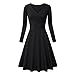 Produktbild Damen, V-Ausschnitt, langärmlig, hohe Taille, Kleid, Farbe pur, modisch, elegant, langer Rock, Plissee-Kleid, Frühling, Herbst., Schwarz , X-Large