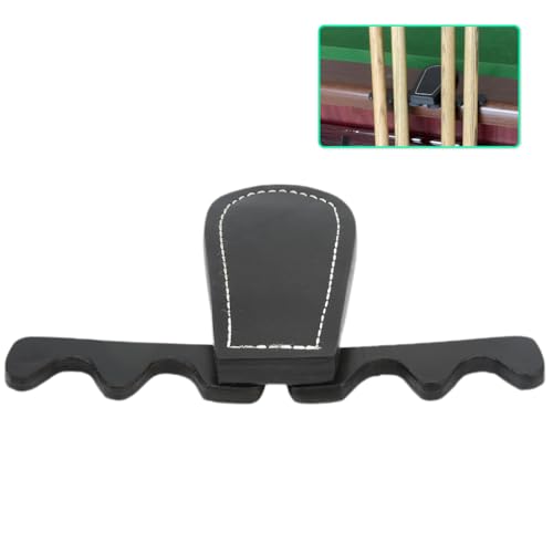 Gugxiom Leather Pool Holder, Portable Foldable Pool Rack 4 Cues Against Table, Bar or Chair, Pool Holder