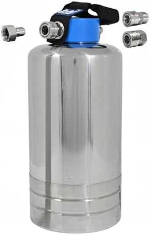 GoBluTech RV Water Softener, Stainless Steel Portable Water Softener, 10,000 Grain with Stainless Steel Garden Hose Quick Connects, RV Accessories Camper Vans and Travel Trailers - US Veteran Owned : Automotive