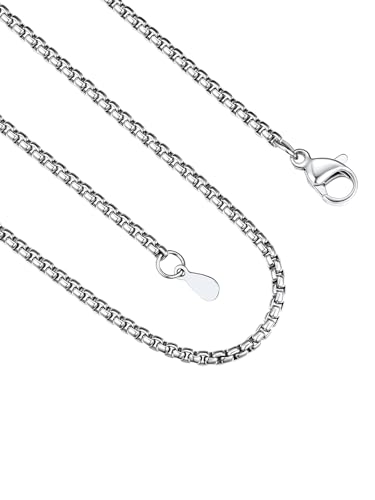 FindChic Thin Silver Chain for Men & Women 2mm Stainless Steel Round Box Necklace Mens Jewelry Gift for Husband & Boyfriend 18 Inches Length