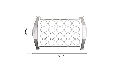 Everdure Grilling Oyster Rack: Brushed Stainless Steel, Easy Grip Handles, Fits 20 Oysters, Premium Bbq Tray For Grilling Appetizers, Shrimp, Scallops, Mushrooms, Peppers, And More, Silver #TOP1