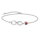 Suplight Women Anklet Crystal Red Ruby July Birthstone Anklets 925 Sterling Silver Infinity Anklet Bracelets for Women