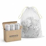 MORGICO - 30 Sacchetti Spazzatura 110 Litri - 70x105 cm con Maniglie Tira e Chiudi | Buste Pattumiera per Raccolta Differenziata - Anti Goccia, Ultra Resistenti, Colore Trasparente
