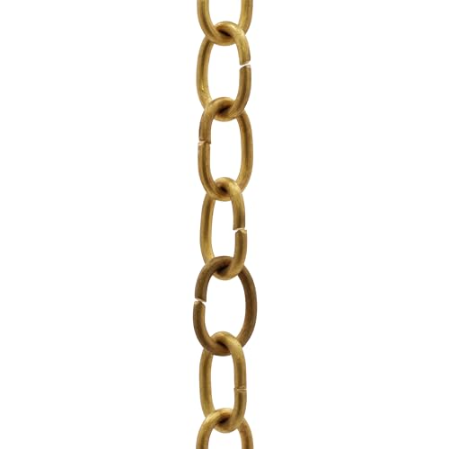 Image of RCH Hardware CH-06-AB-3 Decorative Solid Brass Chain for Hanging, Lighting - Light Oval Unwelded Links (3 ft /1 Yard)