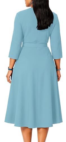 Image of ZVO Business Work Dress for Women Elegan Church V-Neck A Line Midi Dresses