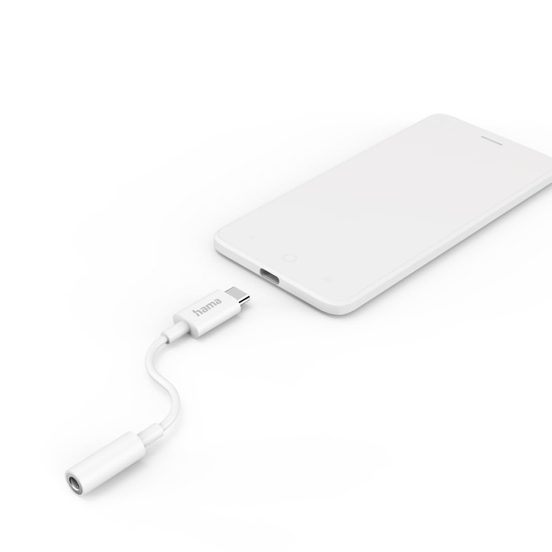 Hama Adapter Jack ze złączem USB-C do podłączenia urządzenia (wysokiej jakości materiał, okablowanie z miedzi, elastyczny płaszcz) biały