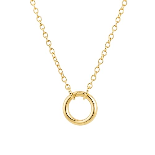 CAITLYNMINIMALIST 18K Gold Sterling Silver Rolo Dainty Chain Charm Holder Necklace for Her (18K Gold 20-Inches)
