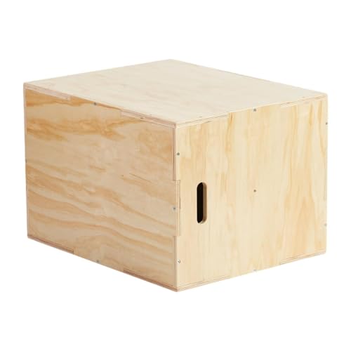 Menolana Wooden Plyo Box Plyometric Box Versatile Exercise Equipment 3 in 1 Jump Training for Jumping Home Gym Fitness Squats Lunges, 12x14x16inch
