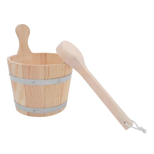 UPKOCH Wooden Sauna Bucket with Wood Scoop for Bathing and Spa Steam Barrel with Handle Lightweight Water Ladle for Sauna Supplies and Garden Use