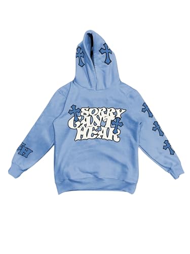 Men's Cross Graphic Hoodies Gothic Long Sleeve Y2K Hooded Pullovers Streetwear