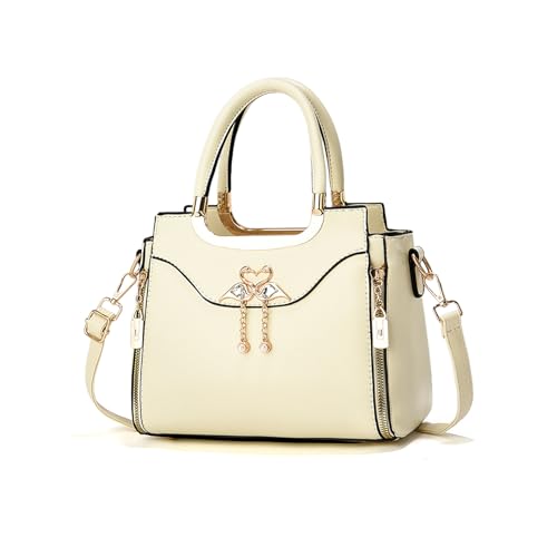 NICOLE & DORIS Petit Sac à Main Chic Femme Sac Bandoulière Tendance Sacs a Main Portés Epaule Elegant Sac D'épaule PU Cuir Sac Pochette Sac Soirée Beige