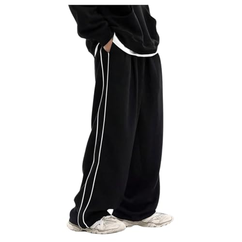 Verdusa Men's Baggy Sweatpants Parachute Barrel Work Track Striped Wide Leg Athletic Joggers