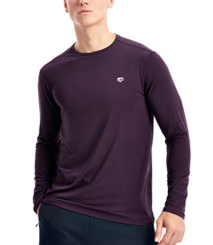 Men's Base Layer Shirt Long Sleeve Undershirt Athletic Workout Tshirt(XXL,Purple)