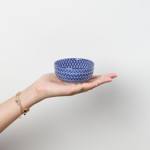 Selamica Ceramic 4 OZ Dipping Bowls Set, 3.5 Inch Mini Bowls for Dipping, Side Dishes, Microwave Dishwasher Safe, Set of 6, Vintage Blue