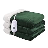 Minervada Heated Blanket Electric Blanket Full Size 72''x84'', Soft Flannel Heating Blanket with 10 Hour Auto Off - 5 Heat Settings - Machine Washable - Grass Green