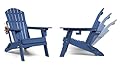 FUNBERRY Folding Adirondack Chairs Set of 2 with Adjustable Backrest, HDPE All Weather Fire Pit Chairs with Cup Holder