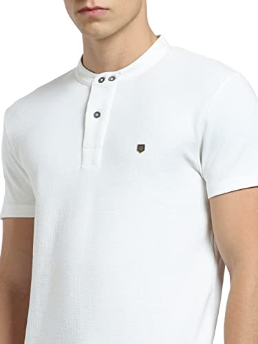 Image of Jack & Jones Men's Cotton Blend Henley Style Solid Slim Fit T-Shirt