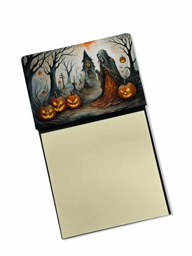 Caroline's Treasures The Weeping Woman Spooky Halloween Sticky Note Holder Refillable Dispenser Self-Sticky Note Pads, Memo Pads Blank Desk Accessories