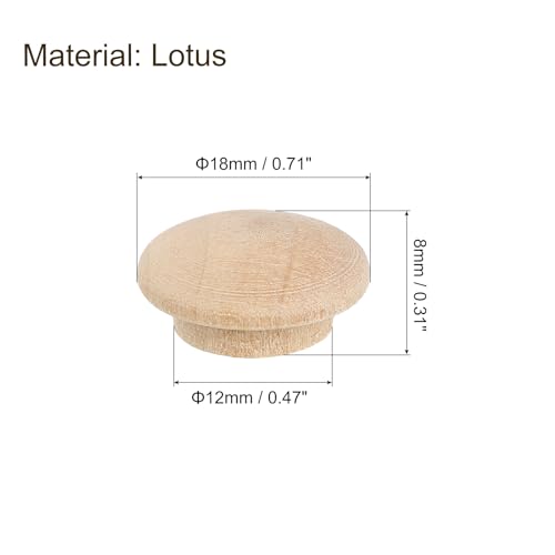 Image of uxcell 80Pcs Wood Button Plugs, 12mm /0.47 inch Hardwood Screw Hole Plug Mushroom Wooden Caps Buttons Wood Plug for Furniture Woodworking Craft Decor (18mm x 12mm)