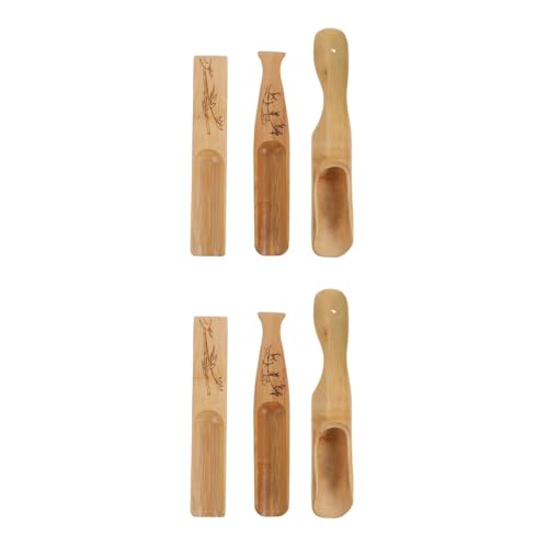 MBHTZJ 6PCS Bamboo Tea Spoon Set Kung Fu Loose Leaf Tableware for Coffee Spices and Condiments Home Tea Table Accessories