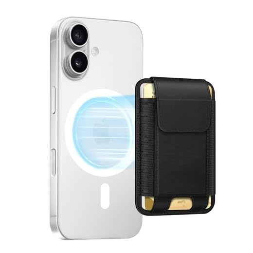 FINPAC MagSafe Wallet, Magnetic Card Wallet Holder for iPhone 16/15/14/13/12 Series, Safe RFID Blocking Slim Leather 6 Card Holder for Women Men, Black