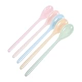 SMASOLO 5個長柄プラスチックスプーン 子供用耐衝撃デザイン で丈夫な食器 自立をサポートする幼児用スプーン 幼稚園や家での使用に