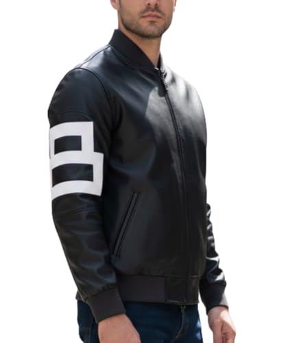 Image of 8 Pool Bomber Jacket- Faux Leather Seinfeld David Puddy Eight ball Lettermen Jacket - 90's Bomber Jacket