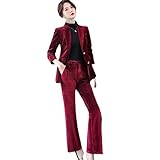 スーツ パンツスーツ レディース セットアップ フォーマル 春 秋 冬 韓国風 発表会 コーデュロイ オフィス ビジネス 上品 通勤 2点セットきれいめ おしゃれ 20代 30代 40代 (ワインレッド,2XL)