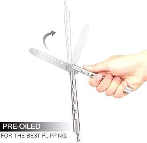 Practice Butterfly Knife - Generation II Butterfly Knife with Unsharpened Blade, Full Stainless Steel Balisong Trainer, Pocket Knives Trainer Tool, Knife Trainer for Improving Skills Super Safety