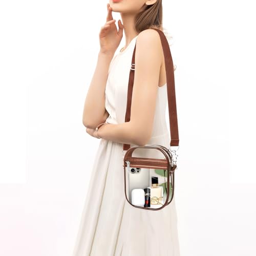 Image of Fibrdoo Clear Crossbody Purse Bag, Clear Bag Stadium Approved with Front Pocket for Concerts Sports Festivals