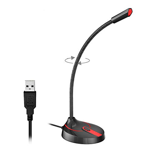 USB Computer Microphone, Lauva Plug & Play Desktop Gooseneck Omnidirectional Condenser PC Laptop Mic for Gaming Singing Streaming OBS Podcast Recording Facebook Skype YouTube Online Chatting