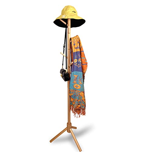 DentJet Garderobe Freistehend, Einfache Montage Ständer aus Buchenholz 8...