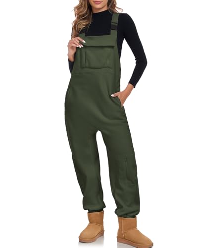Peto de invierno para mujer mono informal de felpa cálido con bolsillos de trabajo