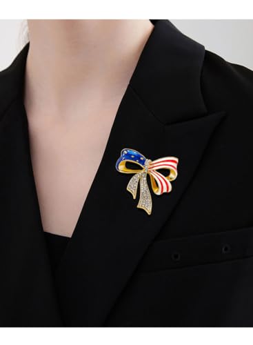 Image of Rhinestone Brooch Pins for Women, Vintage Crystal Enamel Brooches, American Flag Pin Patriotic Lapel Pins Gift for Suit Clothes Bag Accessories