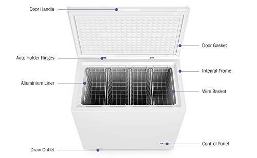 ADT Chest Freezer Free-Standing Top Door Freezers 6.8℉ to -4℉ (White, 7.0 Cubic Feet)