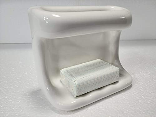 Vintage White Ceramic Soap Dish Tray Holder Wash Cloth Rack Washcloth Bar Daltile Color 0100 Mid Century Modern Retro