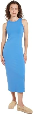 Tommy Hilfiger Mujer Vestido Midi Dress Slim Fit, Azul (Blue Spell), XL