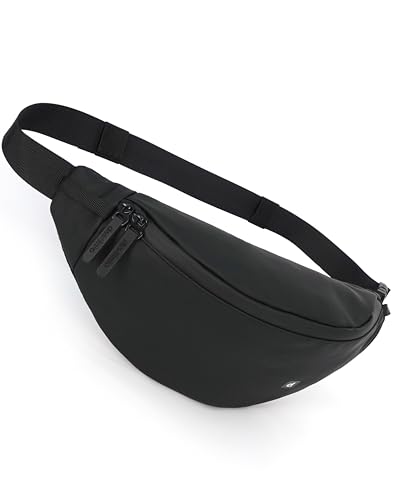 Image of Destinio Waist Bag for Man Woman - Water Repellent Fabric, Waterproof Zippers & Back Pocket - Large Travel Waist Pouch, Fanny Pack, Belt & Hip Bag for Hiking - Black