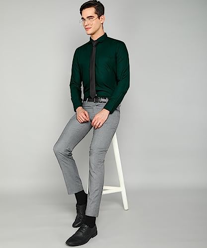 Image of MILDIN Men's Pure Cotton Striped Printed Shirt with Spread Collared Neck Full Sleeve Curved Hemline Button Closure and Regular Fit | Shirt for Man
